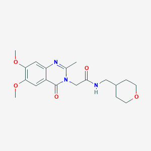 molecular formula C19H25N3O5 B11019806 2-(6,7-dimethoxy-2-methyl-4-oxoquinazolin-3(4H)-yl)-N-(tetrahydro-2H-pyran-4-ylmethyl)acetamide 