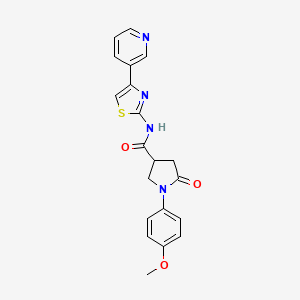 molecular formula C20H18N4O3S B11019827 1-(4-methoxyphenyl)-5-oxo-N-(4-(pyridin-3-yl)thiazol-2-yl)pyrrolidine-3-carboxamide 