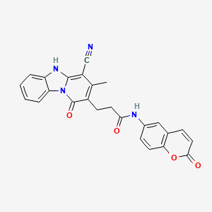 3-(4-cyano-1-hydroxy-3-methylpyrido[1,2-a]benzimidazol-2-yl)-N-(2-oxo-2H-chromen-6-yl)propanamide