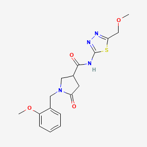 molecular formula C17H20N4O4S B11019930 1-(2-methoxybenzyl)-N-[(2E)-5-(methoxymethyl)-1,3,4-thiadiazol-2(3H)-ylidene]-5-oxopyrrolidine-3-carboxamide 