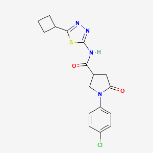 molecular formula C17H17ClN4O2S B11020053 1-(4-chlorophenyl)-N-(5-cyclobutyl-1,3,4-thiadiazol-2-yl)-5-oxopyrrolidine-3-carboxamide 