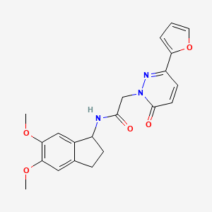 molecular formula C21H21N3O5 B11020068 N-(5,6-Dimethoxy-2,3-dihydro-1H-inden-1-YL)-2-[3-(furan-2-YL)-6-oxo-1,6-dihydropyridazin-1-YL]acetamide 