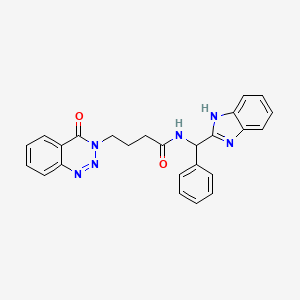 molecular formula C25H22N6O2 B11020078 N-[1H-benzimidazol-2-yl(phenyl)methyl]-4-(4-oxo-1,2,3-benzotriazin-3(4H)-yl)butanamide 