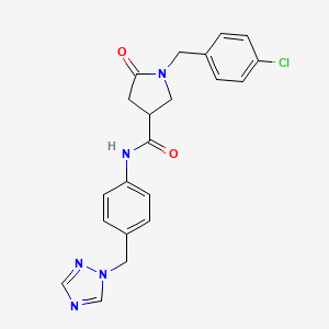 molecular formula C21H20ClN5O2 B11020153 1-(4-chlorobenzyl)-5-oxo-N-[4-(1H-1,2,4-triazol-1-ylmethyl)phenyl]pyrrolidine-3-carboxamide 