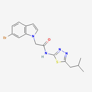 2-(6-bromo-1H-indol-1-yl)-N-[(2E)-5-(2-methylpropyl)-1,3,4-thiadiazol-2(3H)-ylidene]acetamide