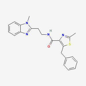 molecular formula C22H22N4OS B11020184 5-benzyl-2-methyl-N-[2-(1-methyl-1H-benzimidazol-2-yl)ethyl]-1,3-thiazole-4-carboxamide 