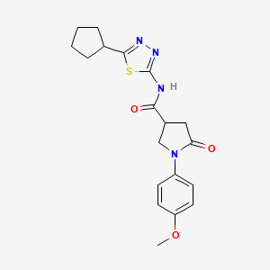 molecular formula C19H22N4O3S B11020187 N-(5-cyclopentyl-1,3,4-thiadiazol-2-yl)-1-(4-methoxyphenyl)-5-oxopyrrolidine-3-carboxamide 