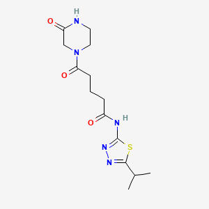 5-oxo-5-(3-oxopiperazin-1-yl)-N-[(2E)-5-(propan-2-yl)-1,3,4-thiadiazol-2(3H)-ylidene]pentanamide