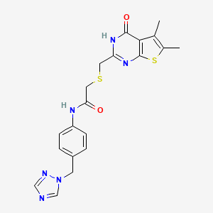 2-{[(4-hydroxy-5,6-dimethylthieno[2,3-d]pyrimidin-2-yl)methyl]sulfanyl}-N-[4-(1H-1,2,4-triazol-1-ylmethyl)phenyl]acetamide