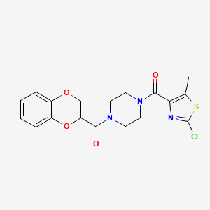 molecular formula C18H18ClN3O4S B11020299 (2-Chloro-5-methyl-1,3-thiazol-4-yl)[4-(2,3-dihydro-1,4-benzodioxin-2-ylcarbonyl)piperazin-1-yl]methanone 