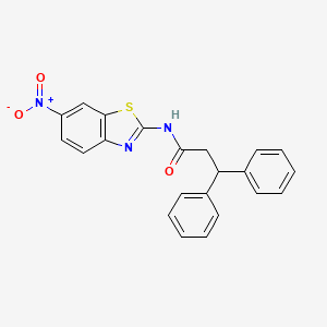 molecular formula C22H17N3O3S B11020349 N-(6-nitro-1,3-benzothiazol-2-yl)-3,3-diphenylpropanamide 