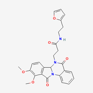 3-(9,10-dimethoxy-5,11-dioxo-6a,11-dihydroisoindolo[2,1-a]quinazolin-6(5H)-yl)-N-[2-(furan-2-yl)ethyl]propanamide