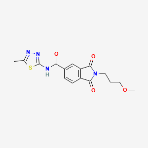 molecular formula C16H16N4O4S B11020365 2-(3-methoxypropyl)-N-[(2E)-5-methyl-1,3,4-thiadiazol-2(3H)-ylidene]-1,3-dioxo-2,3-dihydro-1H-isoindole-5-carboxamide 