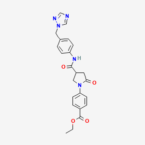 ethyl 4-(2-oxo-4-{[4-(1H-1,2,4-triazol-1-ylmethyl)phenyl]carbamoyl}pyrrolidin-1-yl)benzoate