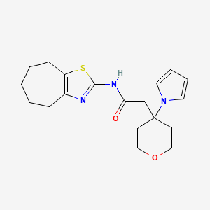 2-[4-(1H-pyrrol-1-yl)tetrahydro-2H-pyran-4-yl]-N-(5,6,7,8-tetrahydro-4H-cyclohepta[d][1,3]thiazol-2-yl)acetamide