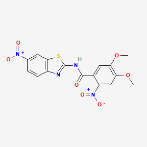 molecular formula C16H12N4O7S B11020447 4,5-dimethoxy-2-nitro-N-(6-nitro-1,3-benzothiazol-2-yl)benzamide 