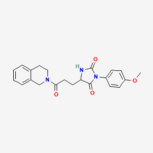 molecular formula C22H23N3O4 B11020456 5-[3-(3,4-dihydroisoquinolin-2(1H)-yl)-3-oxopropyl]-3-(4-methoxyphenyl)imidazolidine-2,4-dione 