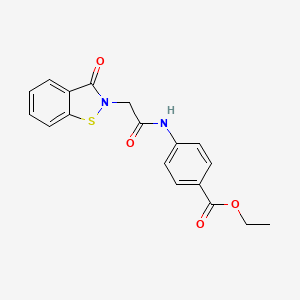 molecular formula C18H16N2O4S B11020497 ethyl 4-{[(3-oxo-1,2-benzothiazol-2(3H)-yl)acetyl]amino}benzoate 