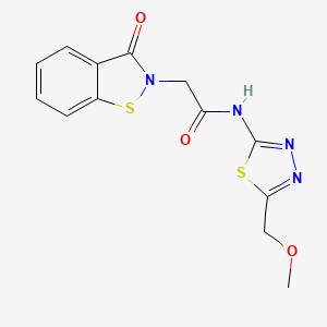 molecular formula C13H12N4O3S2 B11020584 N-[(2Z)-5-(methoxymethyl)-1,3,4-thiadiazol-2(3H)-ylidene]-2-(3-oxo-1,2-benzothiazol-2(3H)-yl)acetamide 