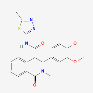 molecular formula C22H22N4O4S B11020608 3-(3,4-dimethoxyphenyl)-2-methyl-N-(5-methyl-1,3,4-thiadiazol-2-yl)-1-oxo-1,2,3,4-tetrahydroisoquinoline-4-carboxamide 