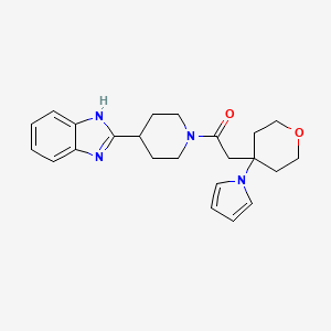 molecular formula C23H28N4O2 B11020656 1-[4-(1H-benzimidazol-2-yl)piperidin-1-yl]-2-[4-(1H-pyrrol-1-yl)tetrahydro-2H-pyran-4-yl]ethanone 