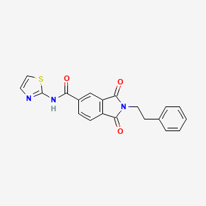 molecular formula C20H15N3O3S B11020678 1,3-dioxo-2-(2-phenylethyl)-N-(1,3-thiazol-2-yl)-2,3-dihydro-1H-isoindole-5-carboxamide 