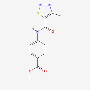 molecular formula C12H11N3O3S B11020694 Methyl 4-{[(4-methyl-1,2,3-thiadiazol-5-yl)carbonyl]amino}benzoate 