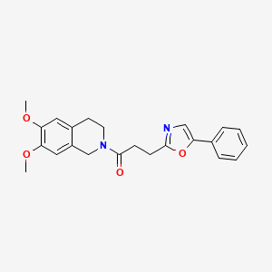 molecular formula C23H24N2O4 B11020712 1-(6,7-dimethoxy-3,4-dihydroisoquinolin-2(1H)-yl)-3-(5-phenyl-1,3-oxazol-2-yl)propan-1-one 