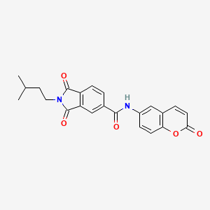 2-(3-methylbutyl)-1,3-dioxo-N-(2-oxo-2H-chromen-6-yl)-2,3-dihydro-1H-isoindole-5-carboxamide