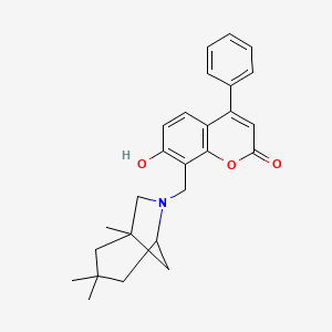 molecular formula C26H29NO3 B11020770 7-hydroxy-4-phenyl-8-[(1,3,3-trimethyl-6-azabicyclo[3.2.1]oct-6-yl)methyl]-2H-chromen-2-one 