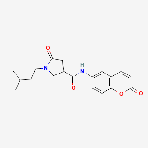 molecular formula C19H22N2O4 B11020792 1-(3-methylbutyl)-5-oxo-N-(2-oxo-2H-chromen-6-yl)pyrrolidine-3-carboxamide 