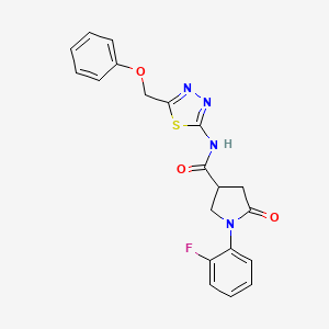 molecular formula C20H17FN4O3S B11020795 1-(2-fluorophenyl)-5-oxo-N-[(2E)-5-(phenoxymethyl)-1,3,4-thiadiazol-2(3H)-ylidene]pyrrolidine-3-carboxamide 