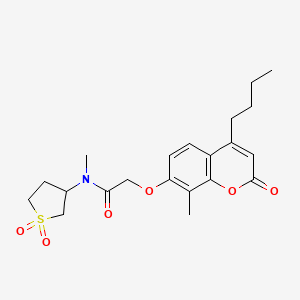 molecular formula C21H27NO6S B11020804 2-[(4-butyl-8-methyl-2-oxo-2H-chromen-7-yl)oxy]-N-(1,1-dioxidotetrahydrothiophen-3-yl)-N-methylacetamide 