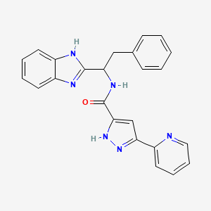 molecular formula C24H20N6O B11020811 N-[1-(1H-benzimidazol-2-yl)-2-phenylethyl]-5-(pyridin-2-yl)-1H-pyrazole-3-carboxamide 