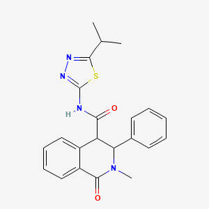 molecular formula C22H22N4O2S B11020862 2-methyl-1-oxo-3-phenyl-N-[(2Z)-5-(propan-2-yl)-1,3,4-thiadiazol-2(3H)-ylidene]-1,2,3,4-tetrahydroisoquinoline-4-carboxamide 