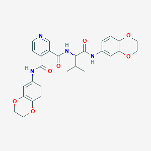 molecular formula C28H28N4O7 B11020934 N~4~-(2,3-dihydro-1,4-benzodioxin-6-yl)-N~3~-[(2S)-1-(2,3-dihydro-1,4-benzodioxin-6-ylamino)-3-methyl-1-oxobutan-2-yl]pyridine-3,4-dicarboxamide 