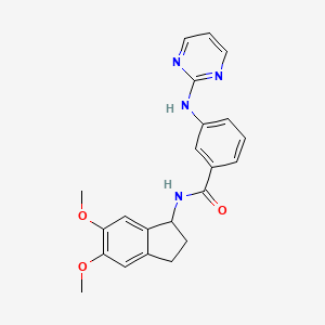 molecular formula C22H22N4O3 B11020942 N-(5,6-Dimethoxy-2,3-dihydro-1H-inden-1-YL)-3-(2-pyrimidinylamino)benzamide 