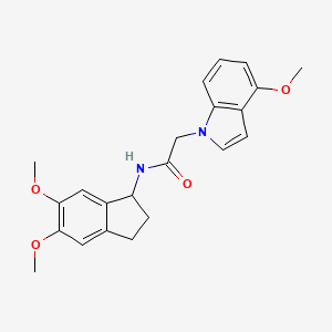 molecular formula C22H24N2O4 B11020988 N-(5,6-dimethoxy-2,3-dihydro-1H-inden-1-yl)-2-(4-methoxy-1H-indol-1-yl)acetamide 