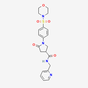 molecular formula C21H24N4O5S B11021005 1-[4-(morpholin-4-ylsulfonyl)phenyl]-5-oxo-N-(pyridin-2-ylmethyl)pyrrolidine-3-carboxamide 