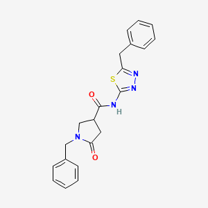 molecular formula C21H20N4O2S B11021013 1-benzyl-N-[(2E)-5-benzyl-1,3,4-thiadiazol-2(3H)-ylidene]-5-oxopyrrolidine-3-carboxamide 