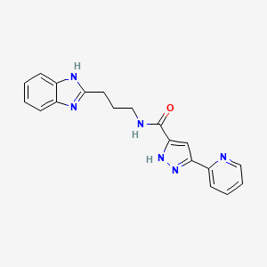 molecular formula C19H18N6O B11021034 N-[3-(1H-benzimidazol-2-yl)propyl]-5-(pyridin-2-yl)-1H-pyrazole-3-carboxamide 