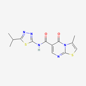 molecular formula C13H13N5O2S2 B11021038 3-methyl-5-oxo-N-[5-(propan-2-yl)-1,3,4-thiadiazol-2-yl]-5H-[1,3]thiazolo[3,2-a]pyrimidine-6-carboxamide 