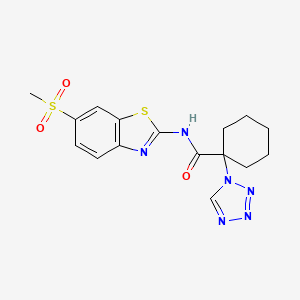 molecular formula C16H18N6O3S2 B11021055 N-[(2E)-6-(methylsulfonyl)-1,3-benzothiazol-2(3H)-ylidene]-1-(1H-tetrazol-1-yl)cyclohexanecarboxamide 