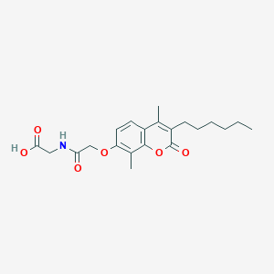 molecular formula C21H27NO6 B11021171 N-{[(3-hexyl-4,8-dimethyl-2-oxo-2H-chromen-7-yl)oxy]acetyl}glycine 