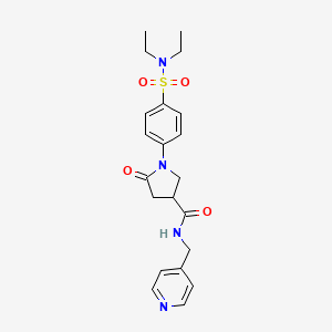 1-[4-(diethylsulfamoyl)phenyl]-5-oxo-N-(pyridin-4-ylmethyl)pyrrolidine-3-carboxamide