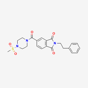 molecular formula C22H23N3O5S B11021280 5-{[4-(methylsulfonyl)piperazin-1-yl]carbonyl}-2-(2-phenylethyl)-1H-isoindole-1,3(2H)-dione 