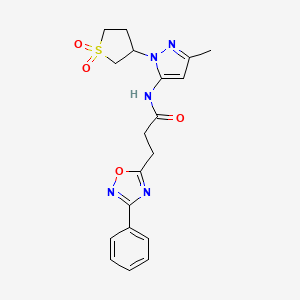 molecular formula C19H21N5O4S B11021285 N-[1-(1,1-dioxidotetrahydrothiophen-3-yl)-3-methyl-1H-pyrazol-5-yl]-3-(3-phenyl-1,2,4-oxadiazol-5-yl)propanamide 