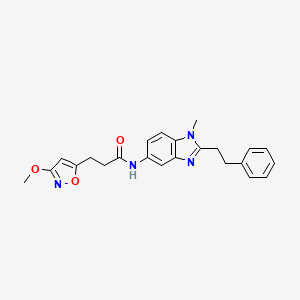 molecular formula C23H24N4O3 B11021294 3-(3-methoxy-1,2-oxazol-5-yl)-N-[1-methyl-2-(2-phenylethyl)-1H-benzimidazol-5-yl]propanamide 