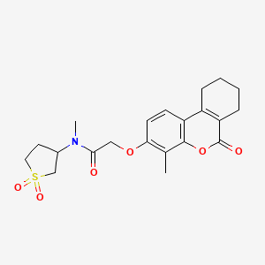 molecular formula C21H25NO6S B11021305 N-(1,1-dioxidotetrahydro-3-thienyl)-N-methyl-2-[(4-methyl-6-oxo-7,8,9,10-tetrahydro-6H-benzo[c]chromen-3-yl)oxy]acetamide 