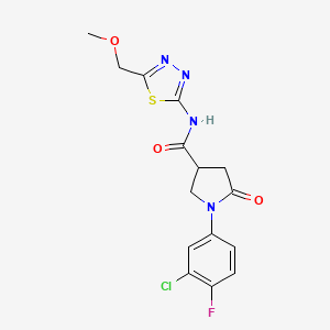 1-(3-chloro-4-fluorophenyl)-N-[(2E)-5-(methoxymethyl)-1,3,4-thiadiazol-2(3H)-ylidene]-5-oxopyrrolidine-3-carboxamide